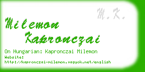 milemon kapronczai business card